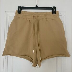 Tan Sweat Shorts with Elastic Waistband & Drawstring